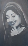 Madhubala, painting by Urmila Nagle, Oil on Hardboard, 48 X 26 inches