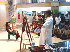 Demonstration of Portrait painting by Vasudeo Kamath