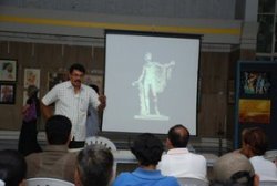 Dr. Gopal Nene delivering a talk on How to appreciate Sculptures