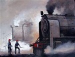 Nostalgia of Steam Locomotives - 01, Painting by Kishore Biswas