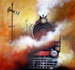 Nostalgia of Steam Locomotives - 19, Painting by Kishore Biswas