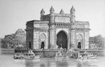 Gateway of India, Painting by Prakash Ghadge, Pen and Ink on Canvas, 19.5 X 12.5 inches 
