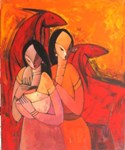 Love & Life Series - IV, Painting by Sudhir Bangar, Acrylic on Canvas, Figurative, 35 x 30 inches Love & Life Series - IV, Painting by Sudhir Bangar, Acrylic on Canvas, Figurative, 35 x 30 inches