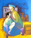 Love & Life Series - V, Painting by Sudhir Bangar, Acrylic on Canvas, Figurative, 35 x 30 inches Love & Life Series - V, Painting by Sudhir Bangar, Acrylic on Canvas, Figurative, 35 x 30 inches