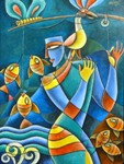 Oceanic series I, Painting by V. Krishna Ashok, Acrylic on canvas, 40 x 30 inches 