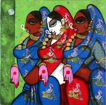 Three Dancer, Painting by Varsha Kharatmal