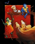 Village Life V, Painting by Chandrakant Tajbije, Acrylic on Canvas, Semi Realistic 60 x 48 inches