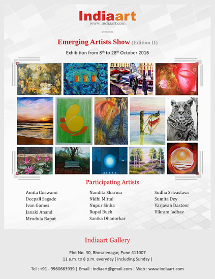 Emerging Artists Show ( Edition II ) at Indiaart Gallery, Pune - Last date 28th October 2016