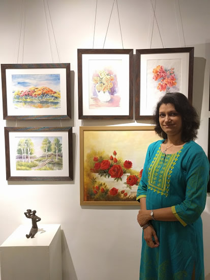Second edition of Emerging Artists Show at Indiaart Gallery, Pune - Sanika Dhanorkar with her paintings