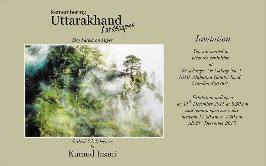 Invitation - Remembering Uttarakhand Landscapes Solo Exhibition by Kumud Jasani