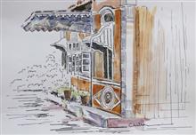Heritage Hotel XVIII, Panchgani, Sketch by Chitra Vaidya, Ink and Watercolour on Paper, 10 X 6.5 inches