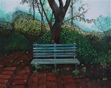 Garden Bench - II, Painting by Nidhi Mittal, Acrylic on Canvas, 16 x 20 inches