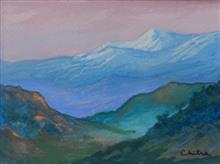 Kumaon Mountains - 9, Painting by Chitra Vaidya, Watercolour & Tempera on Paper, 3.5 x 4.5 inches