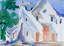Chapel Wall, Painting by John Fernandes, Watercolour on Paper, 10 x 14 inches