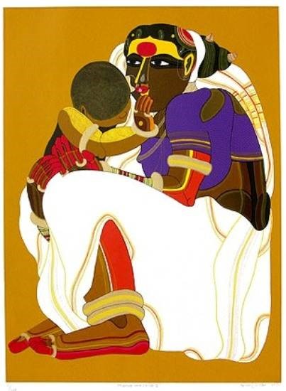 Mother and Child II, painting by Thota Vaikuntam