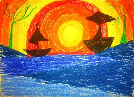 Painting  by Ishani Doshi - Sun and Sea