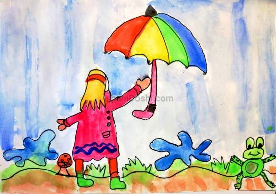 It's raining, it's pouring, painting by Ishani Doshi