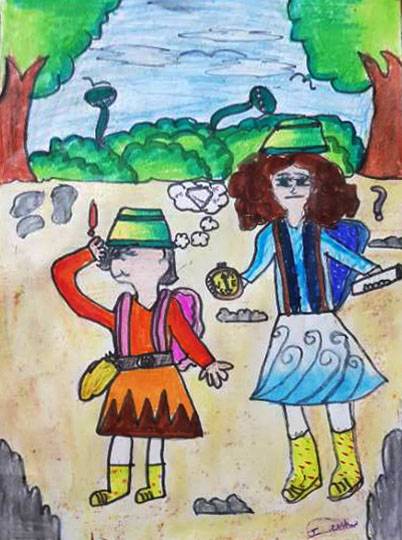 Painting  by Janhvi Jeeban Mishra - On an adventure with my sister