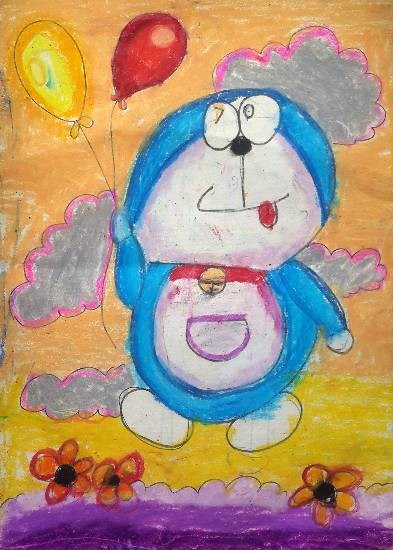 Doraemon, painting by Radhyaa Kapoor