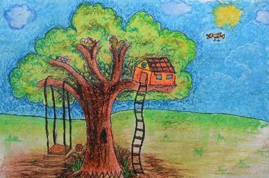 Tree house, painting by Susanna Simon Almeida