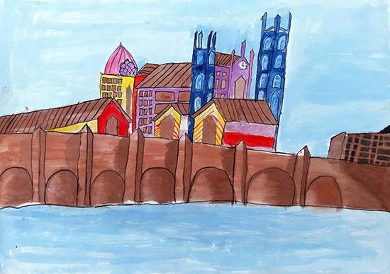 A bridge in England, painting by Anuri Madhuashis