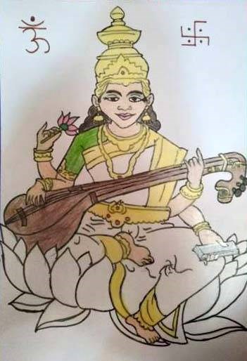 Devi saraswati, painting by Prerna Tyagi