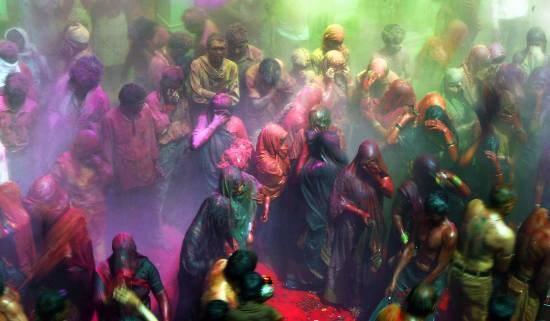 A Colourful Affair - Holi festival at Mathura, photograph by Kumar Mangwani