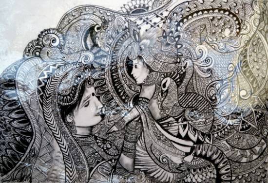 Painting  by Kajal Mittal - Krishna With Mother