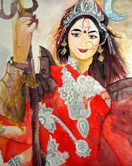Goddess Durga, painting by Khushi Sharma