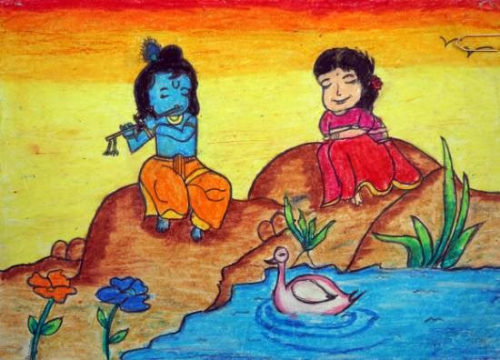 Krishna And Radha, painting by Prabhleen Kaur