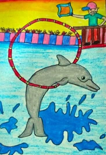 Dolphin, painting by Prabhleen Kaur