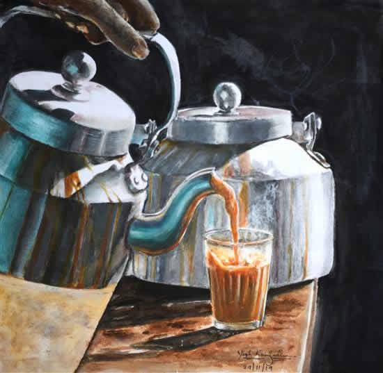 Painting  by Yash Karanjavkar - Cutting chai garam