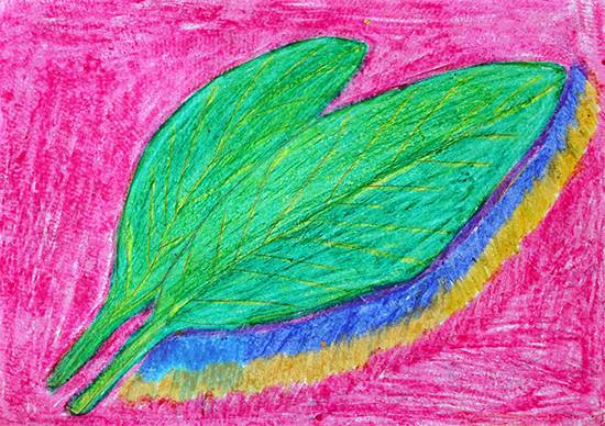 Painting  by Jagruti Ibhad - Green abstract leaf