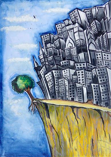 Painting  by Sudiksha Singh Rathore - Plant More trees, Not Buildings