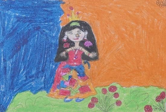 Little girl, painting by Dipika Arvind Wangad