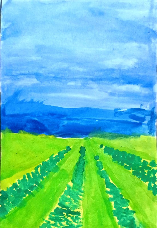 FarmLand, painting by Shubhankar Hrishikesh
