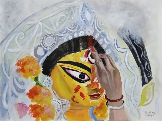 Ruupam Dehi Jayam Dehi Yasho Dehi Dvisso Jahi, painting by Tanushree Bhattacharya