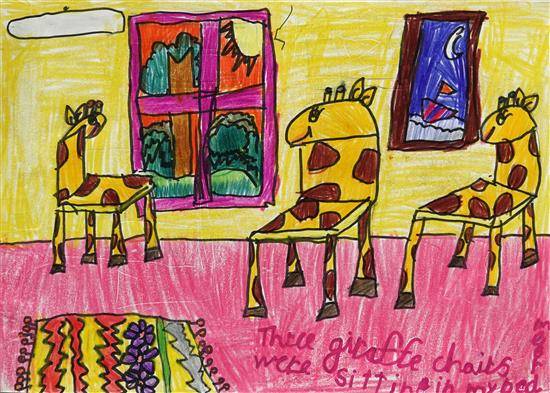 Painting  by Aanya Sehgal - Giraffe Chairs