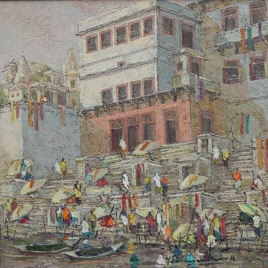 Banaras - 2, painting by Yashwant Shirwadkar