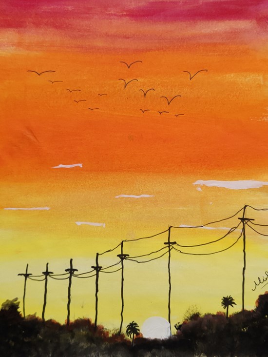 Dusk to dawn, painting by Nihal Das