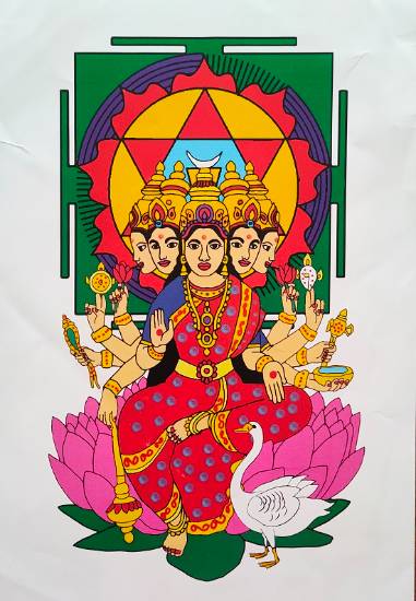 Painting  by Harshit Pustake - Goddess Gayatri