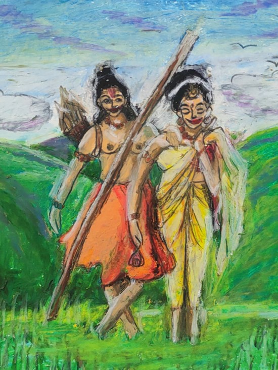 Ram and Sita, painting by Manideepa Sarkar