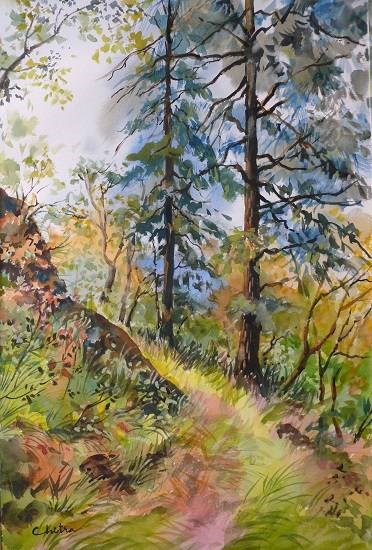Forest Walk, painting by Chitra Vaidya