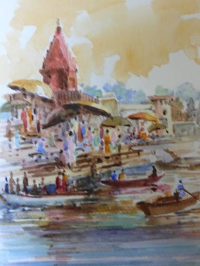 Banaras VI, painting by Chitra Vaidya