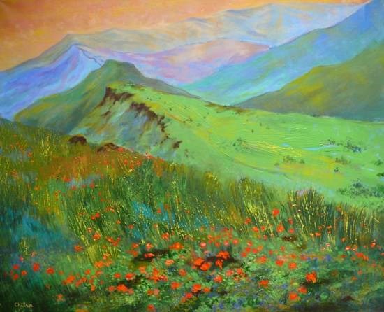 Rolling Hills, painting by Chitra Vaidya