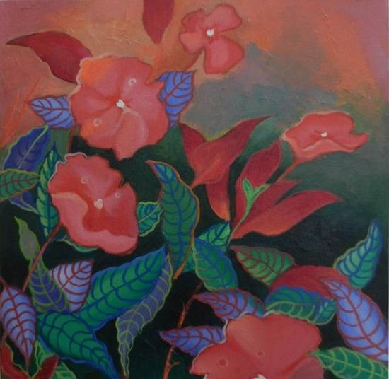 Impatiens Flowers-II, painting by Chitra Vaidya