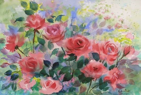 Roses, painting by Chitra Vaidya