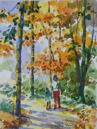 Autumn V, painting by Chitra Vaidya