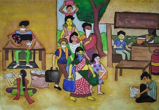 Self - dependent India, painting by Sattwiki Purkait