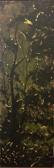 Endangered fireflies creating beauty, painting by Anjalee S Goel